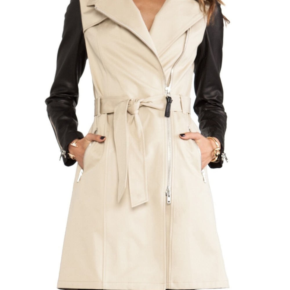 Mackage Trench Coat with Leather Sleeves - Picture 3 of 3